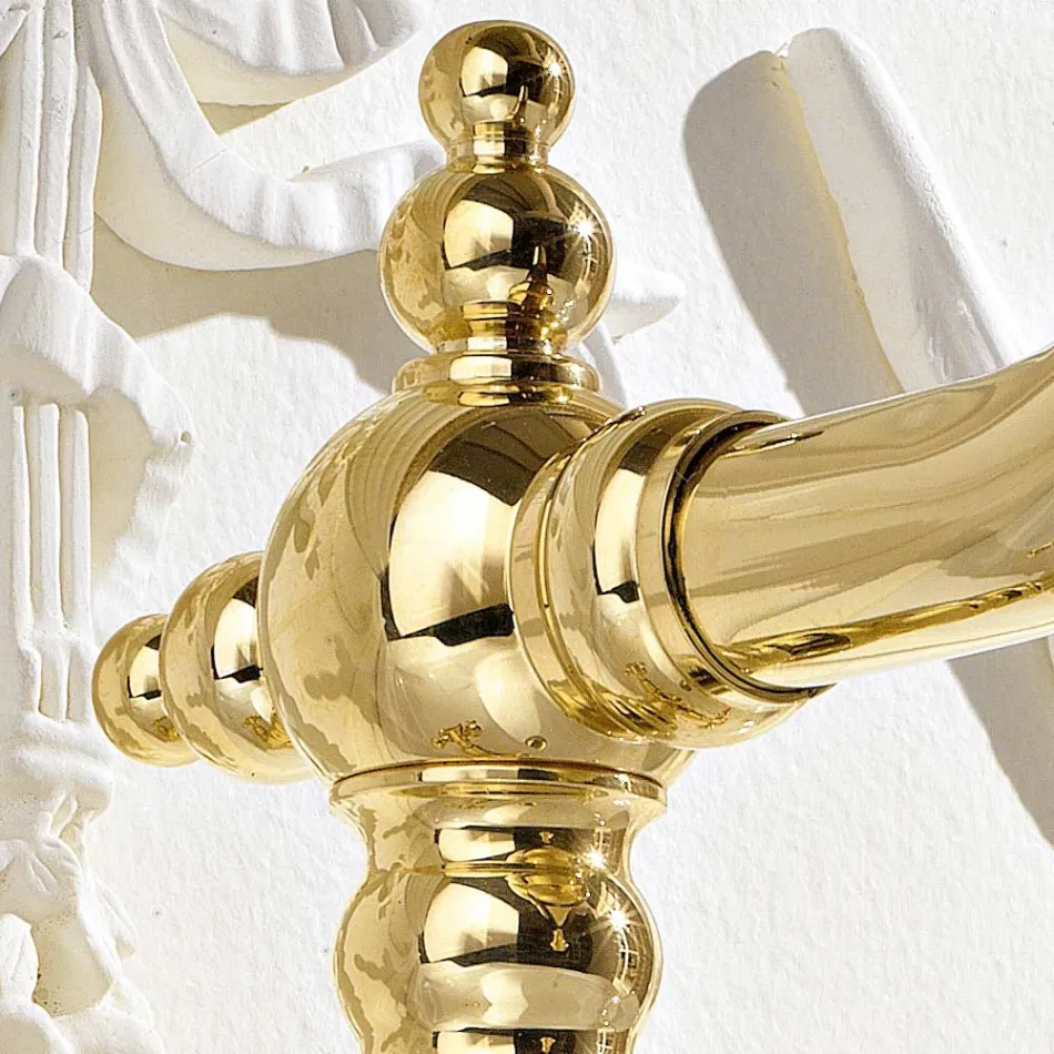 خلاط حوض بفتحة واحدة بتصميم عتيق من النحاس، صنع في إيطاليا - أورسولا Viadurini