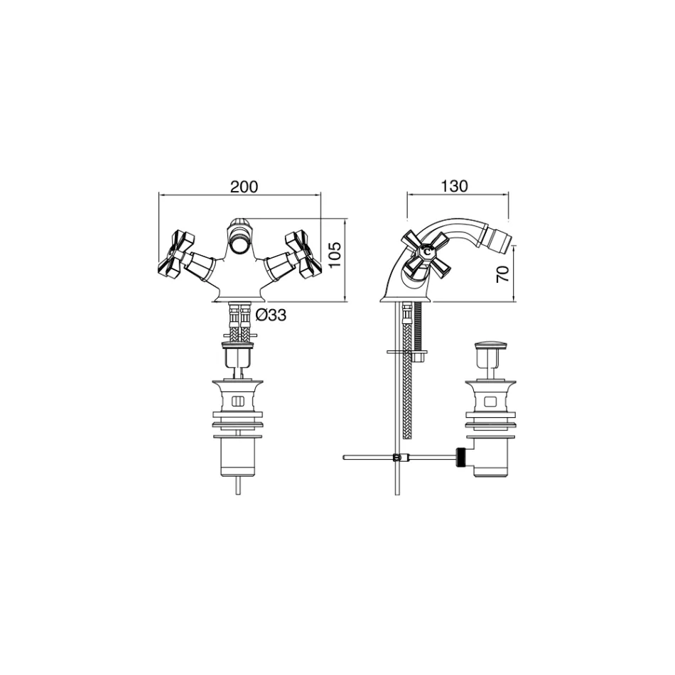 خلاط بيديه بفتحة واحدة من النحاس، طراز عتيق، صنع في إيطاليا - سيلفانا Viadurini