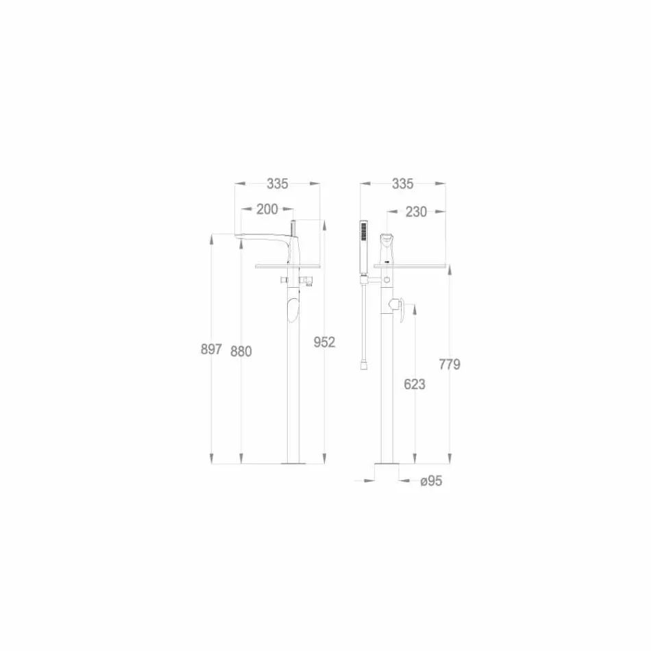 خلاط حوض الاستحمام من النحاس بتصميم إيطالي الصنع - بينيلو Viadurini