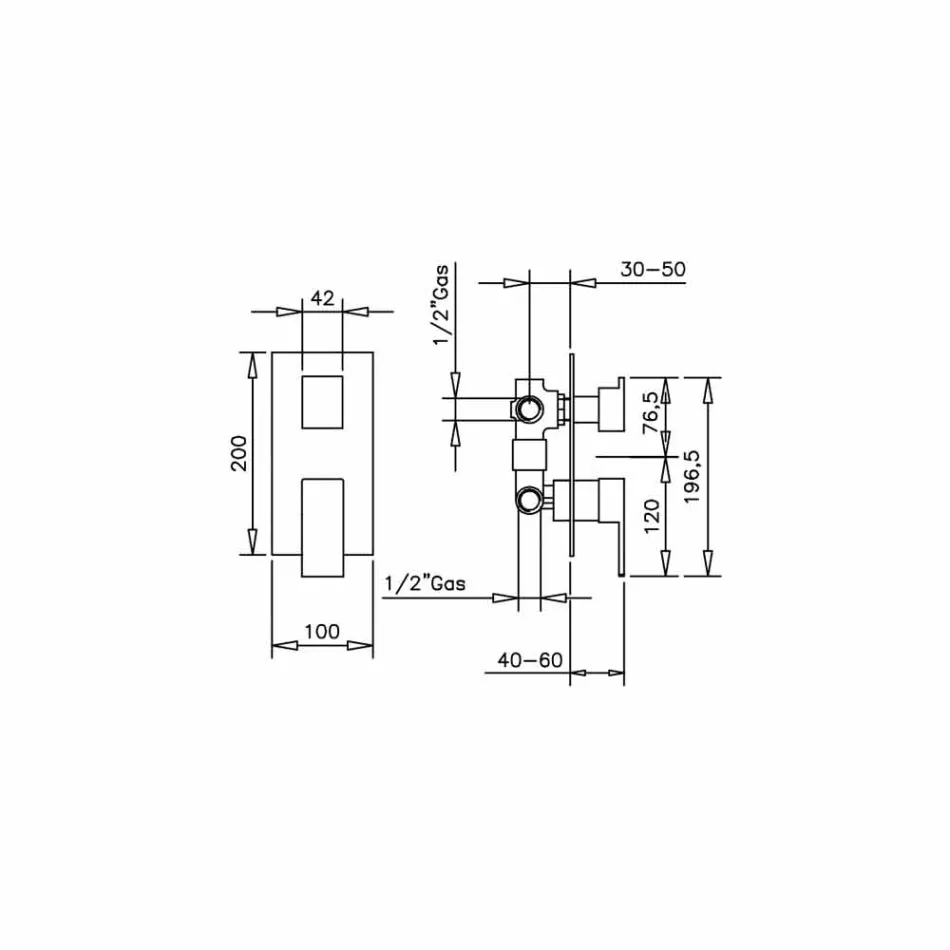 خلاط دش مع محول ثلاثي الاتجاهات صنع في إيطاليا - بانيلا Viadurini