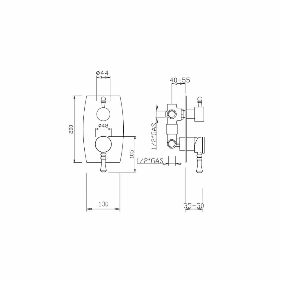 خلاط دش مع محول ثلاثي الاتجاهات صنع في إيطاليا - نينو Viadurini