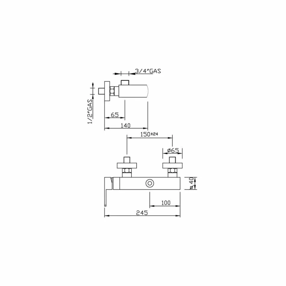 خلاط دش خارجي مع وصلة عمودية صنع في إيطاليا - سيكا Viadurini