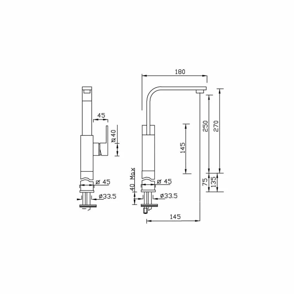 خلاط حوض غسيل مع امتداد عالي 7 سم صنع في إيطاليا - بانيلا Viadurini