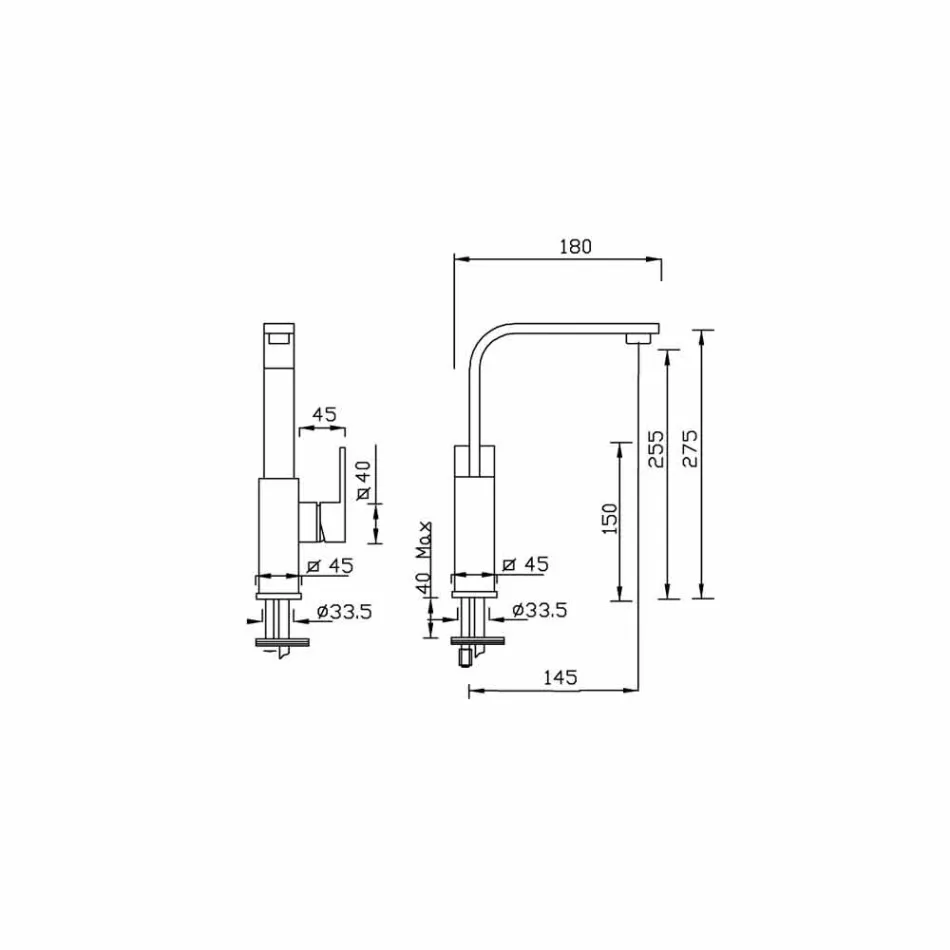 خلاط حوض عالي الفوهة بدون تصريف، صنع في إيطاليا - بانيلا Viadurini