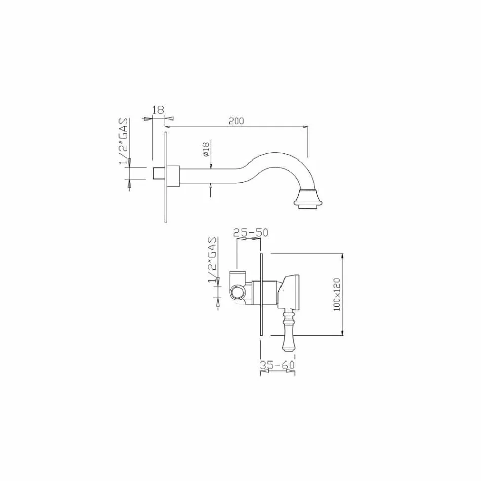 خلاط حوض حائطي من النحاس صنع في إيطاليا - نينو Viadurini