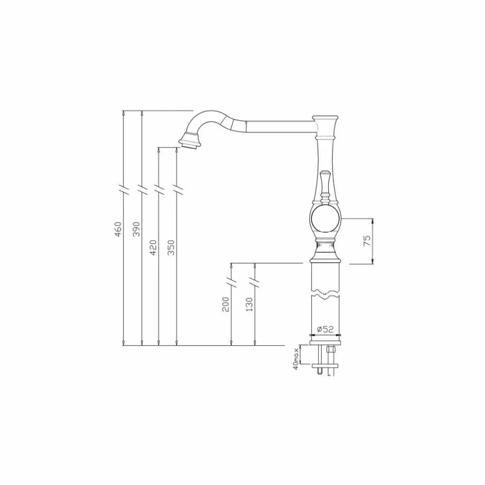 خلاط حوض حمام برميل مرتفع بطول 13 سم، صنع في إيطاليا - نينو Viadurini