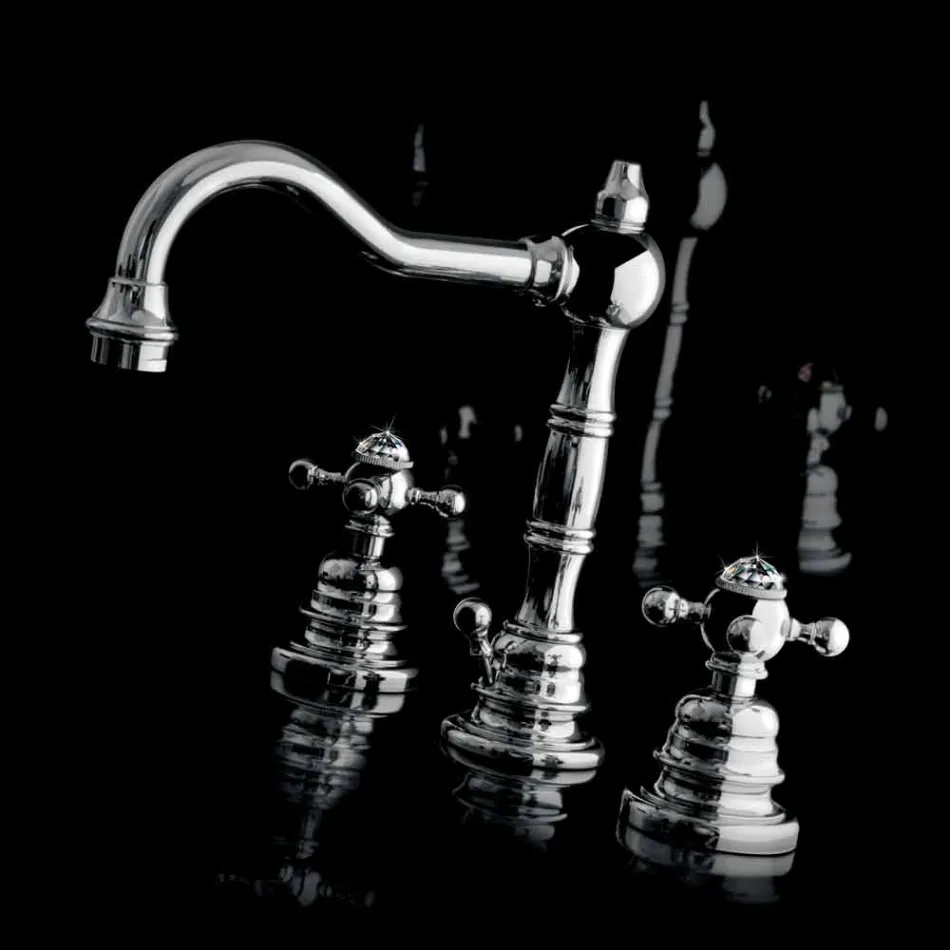 خلاط حوض حمام حديث بثلاث فتحات من النحاس، صنع في إيطاليا - Binsu Viadurini