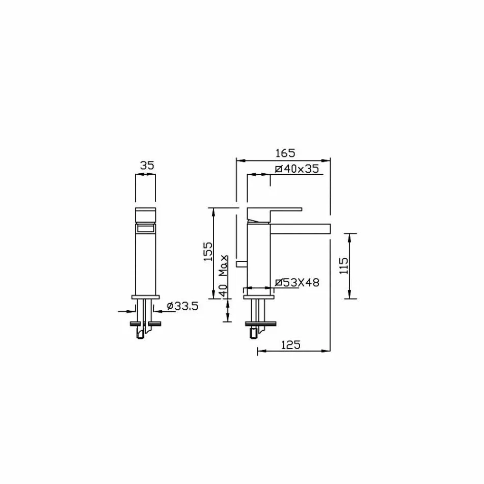 خلاط حوض حمام مع مصرف نحاسي، صنع في إيطاليا - بيبو Viadurini