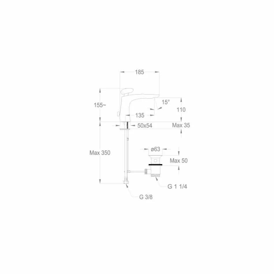 خلاط حوض حمام نحاسي حديث، صنع في إيطاليا - بيسوغو Viadurini