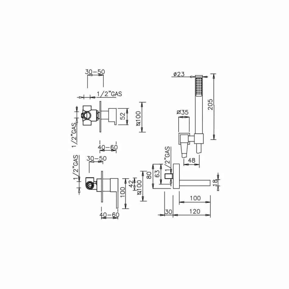 خلاط حوض استحمام مدمج بتصميم إيطالي - بانيلا Viadurini