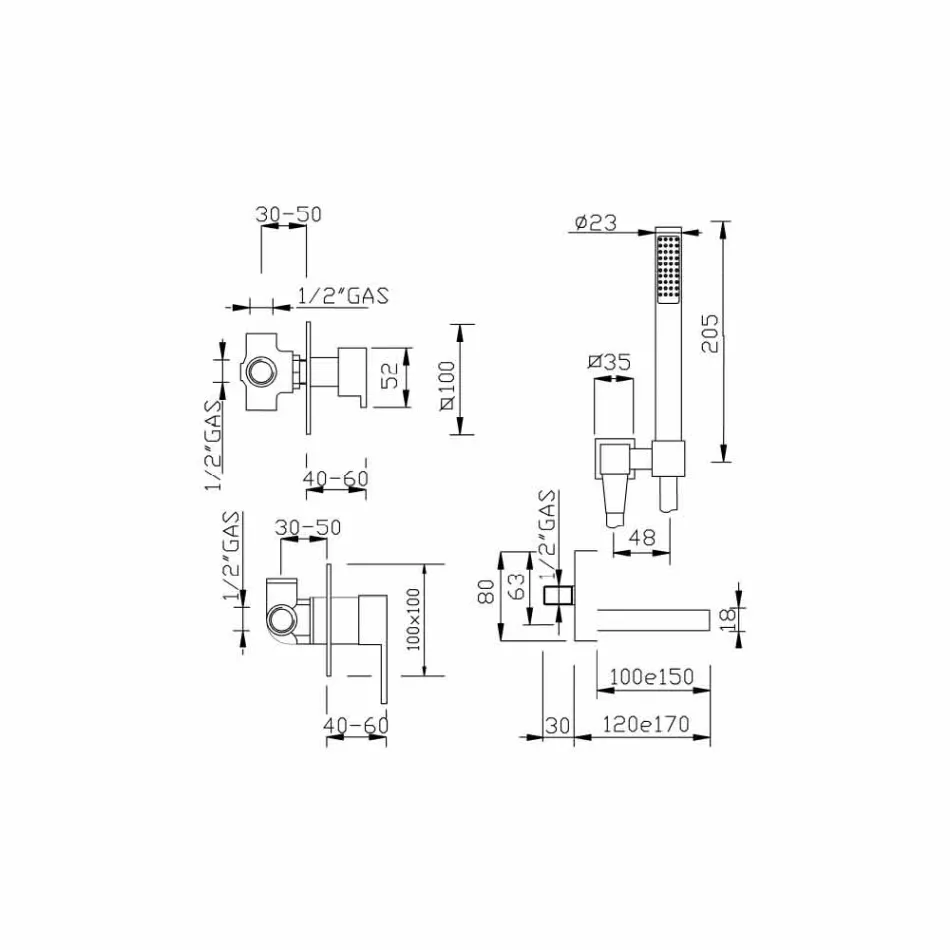 خلاط حوض استحمام مدمج بتصميم إيطالي - بيبو Viadurini