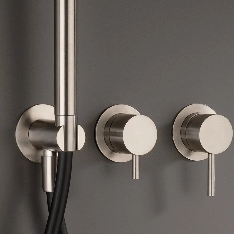 خلاط حمام مدمج بثلاثة مخارج من فولاذ AISI 316L - Artigli Viadurini