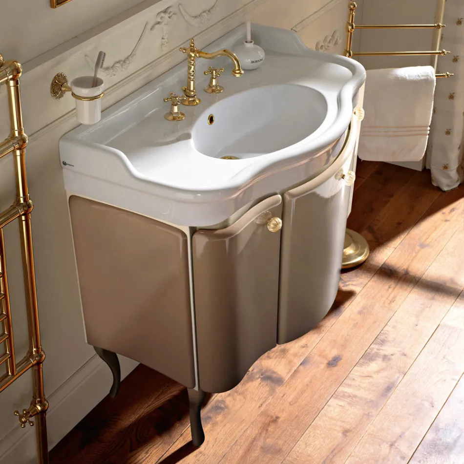 خزانة ذات بابين وسلة مطلية بالورنيش اللامع، صنع في إيطاليا - كاندي Viadurini