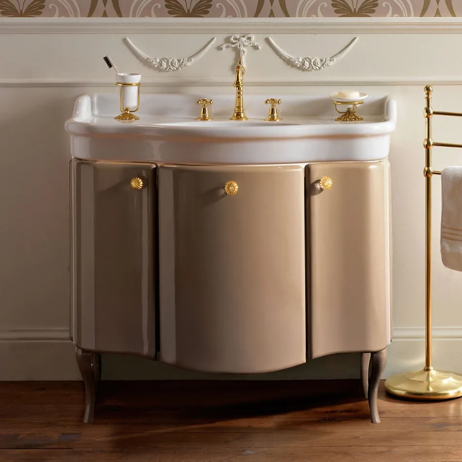 خزانة ذات بابين وسلة مطلية بالورنيش اللامع، صنع في إيطاليا - كاندي Viadurini