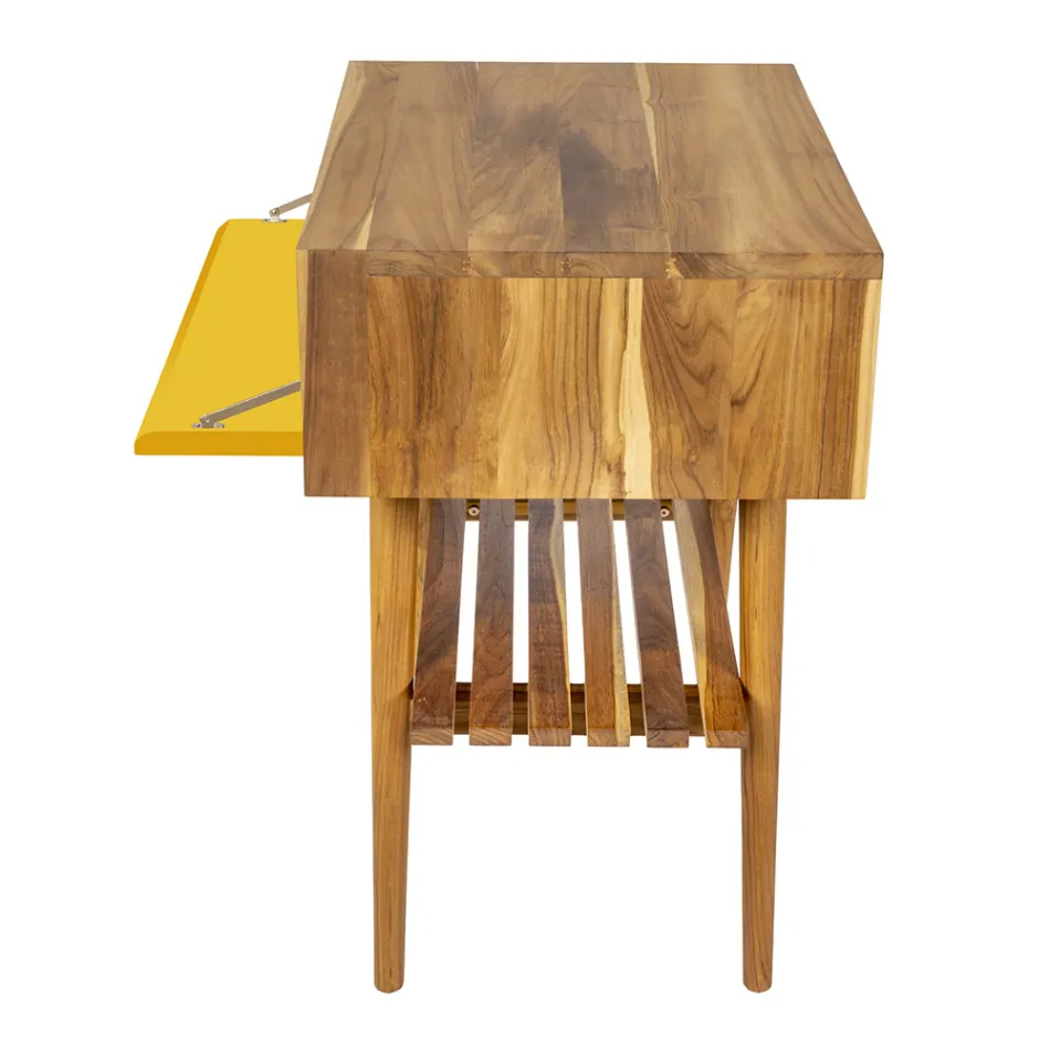 أثاث حمام من خشب الساج الطبيعي مع درج أصفر - جاتين Viadurini