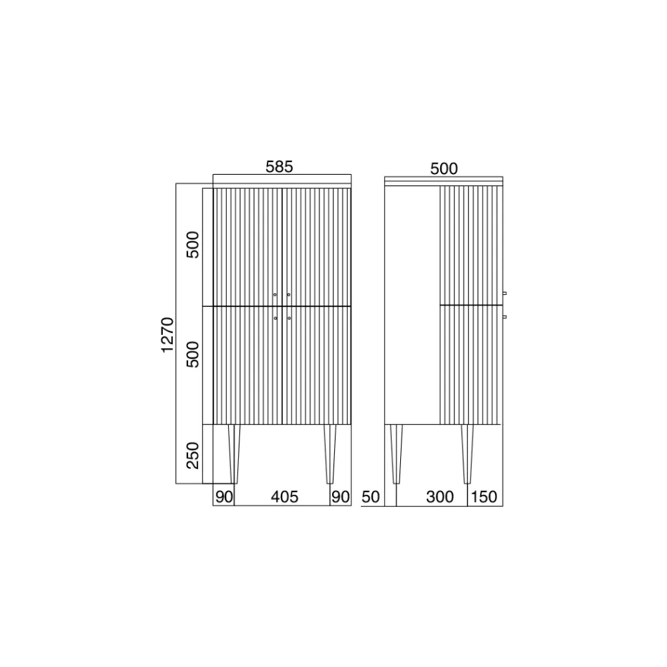 خزانة حمام بأربعة أبواب تُغلق بثلاثة أرفف، صنع في إيطاليا - كاندي Viadurini