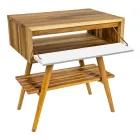 خزانة حمام أرضية من خشب الساج المُعاد تدويره مع سطح دعم أبيض - جاتين Viadurini