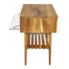 خزانة حمام أرضية من خشب الساج المُعاد تدويره مع سطح دعم أبيض - جاتين Viadurini