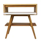 خزانة حمام أرضية من خشب الساج المُعاد تدويره مع سطح دعم أبيض - جاتين Viadurini