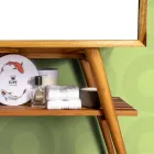 خزانة حمام أرضية من خشب الساج المُعاد تدويره مع سطح دعم أبيض - جاتين Viadurini