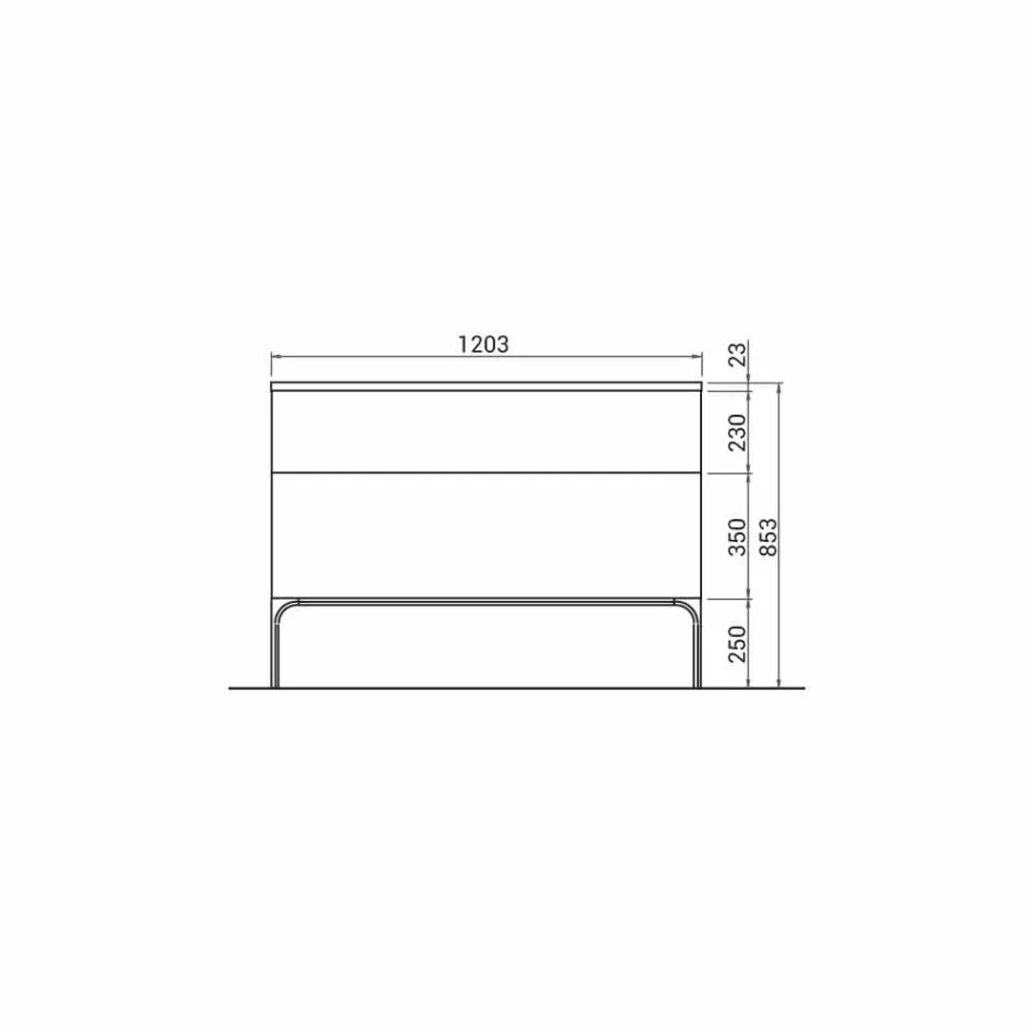 خزانة حمام مع حوض غسيل من الخشب المصقول 120x85x46 سم، لون العنبر، صنع في إيطاليا Viadurini