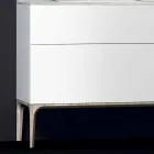 خزانة حمام مع حوض غسيل عصري مدمج باللون الكهرماني والراتنج والخشب المصقول Viadurini