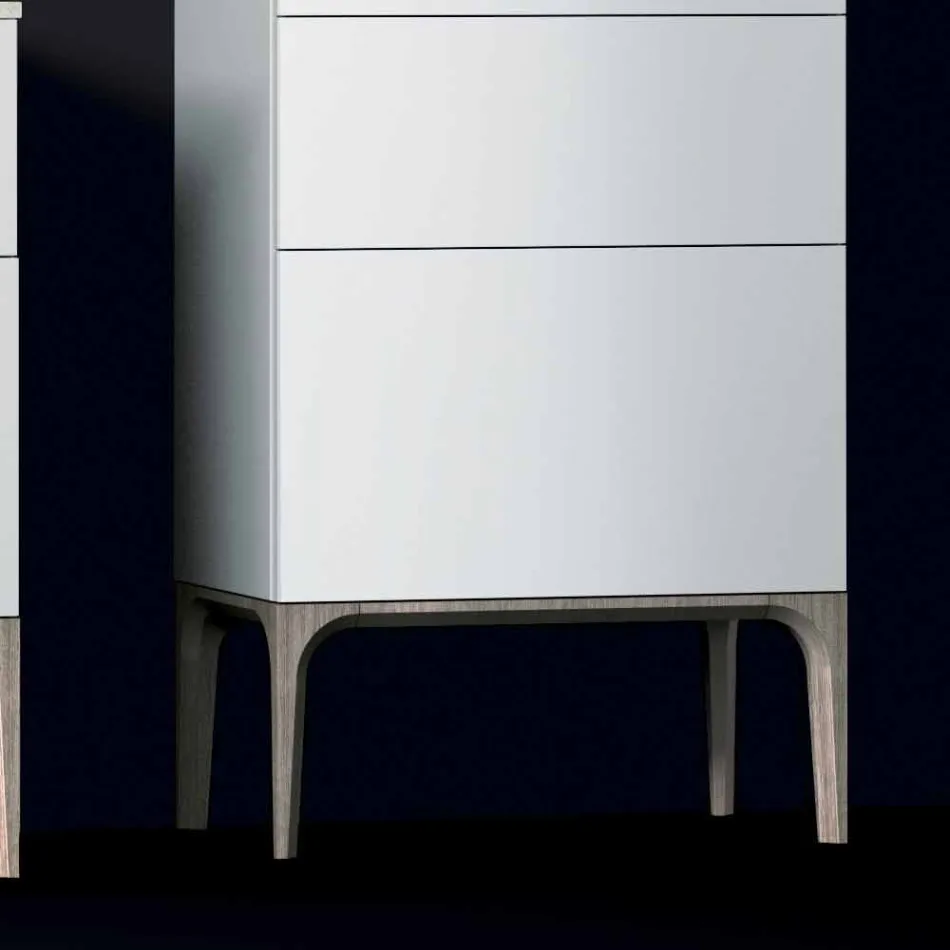 خزانة حمام حديثة بثلاثة أدراج مصنوعة من خشب الكهرمان المطلي، صنع في إيطاليا Viadurini