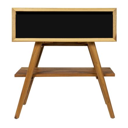 خزانة حمام عصرية بلمسة نهائية خشبية وسطح كبير باللون الأسود - جاتين Viadurini