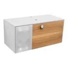 خزانة حمام مثبتة على الحائط بقطر 100 سم مصنوعة من زجاج مقسّى بسمك 8 مم وخشب بلوط أوروبي - إكسلسيور Viadurini