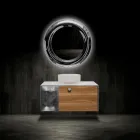 خزانة حمام مثبتة على الحائط بطول 100 سم مصنوعة من زجاج مقسّى بسمك 8 مم وخشب بلوط أوروبي - إكسلسيور Viadurini