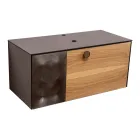 خزانة حمام مثبتة على الحائط بطول 100 سم مصنوعة من زجاج مقسّى بسمك 8 مم وخشب بلوط أوروبي - إكسلسيور Viadurini