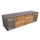 خزانة حمام مثبتة على الحائط بطول 160 سم مصنوعة من زجاج مقسّى بسمك 8 مم وخشب بلوط أوروبي - إكسلسيور Viadurini