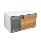 خزانة حمام مثبتة على الحائط بقطر 80 سم مصنوعة من زجاج مقسّى بسمك 8 مم وخشب بلوط أوروبي - إكسلسيور Viadurini