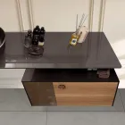 خزانة حمام مثبتة على الحائط بقطر 80 سم مصنوعة من زجاج مقسّى بسمك 8 مم وخشب بلوط أوروبي - إكسلسيور Viadurini