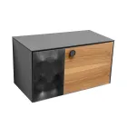 خزانة حمام مثبتة على الحائط بقطر 80 سم مصنوعة من زجاج مقسّى بسمك 8 مم وخشب بلوط أوروبي - إكسلسيور Viadurini