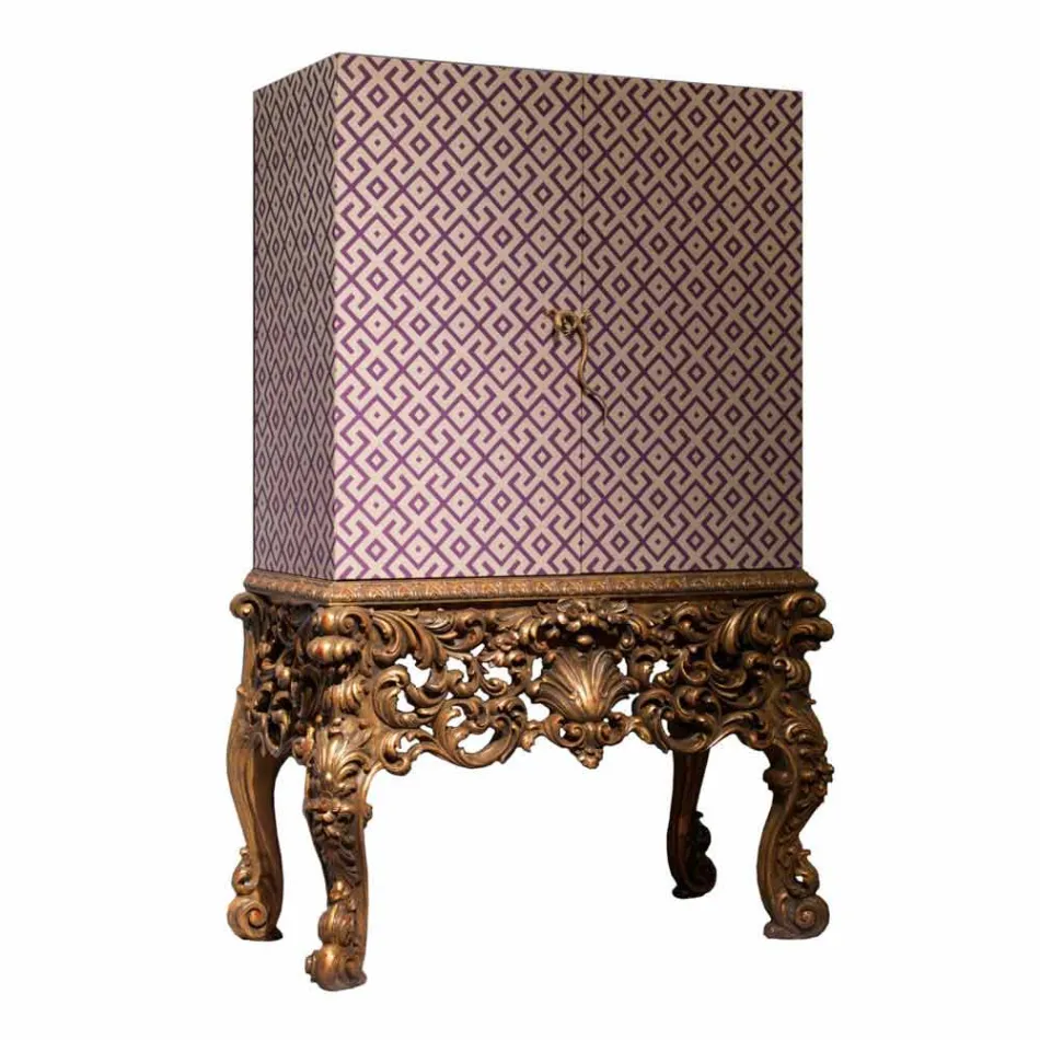 أثاث بقاعدة خشبية منحوتة بتصميم فاخر، صنع في إيطاليا، سام Viadurini