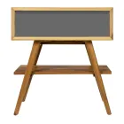 خزانة حمام قائمة بذاتها من خشب الساج الطبيعي مع دعامة باللون الرمادي - جاتين Viadurini