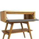 خزانة حمام قائمة بذاتها من خشب الساج الطبيعي مع دعامة باللون الرمادي - جاتين Viadurini