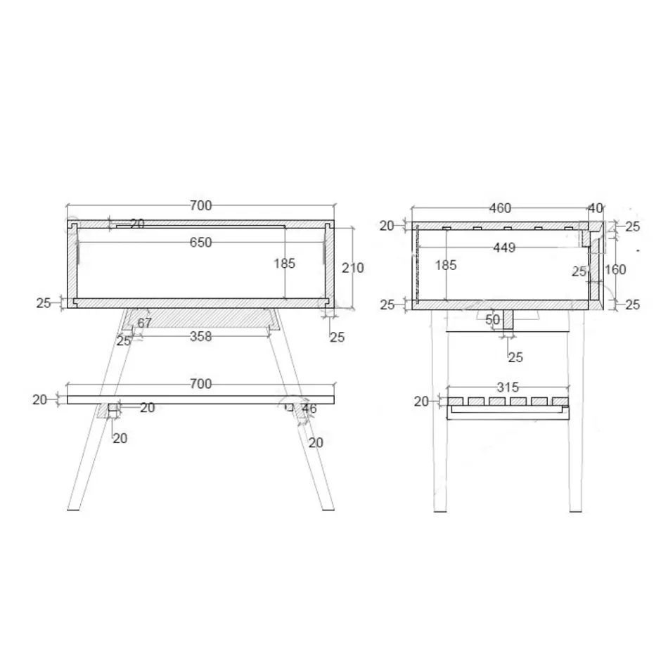 خزانة حمام قائمة بذاتها من خشب الساج الطبيعي مع دعامة باللون الرمادي - جاتين Viadurini