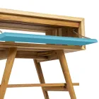 خزانة حمام أرضية زرقاء من خشب الساج الطبيعي مع درج ملون - جاتين Viadurini