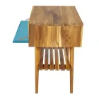 خزانة حمام أرضية زرقاء من خشب الساج الطبيعي مع درج ملون - جاتين Viadurini