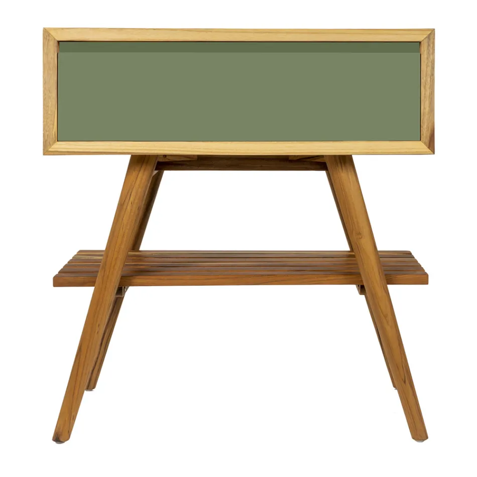 خزانة حمام بتشطيب خشبي وخزانة أدراج خضراء اللون - جاتين Viadurini