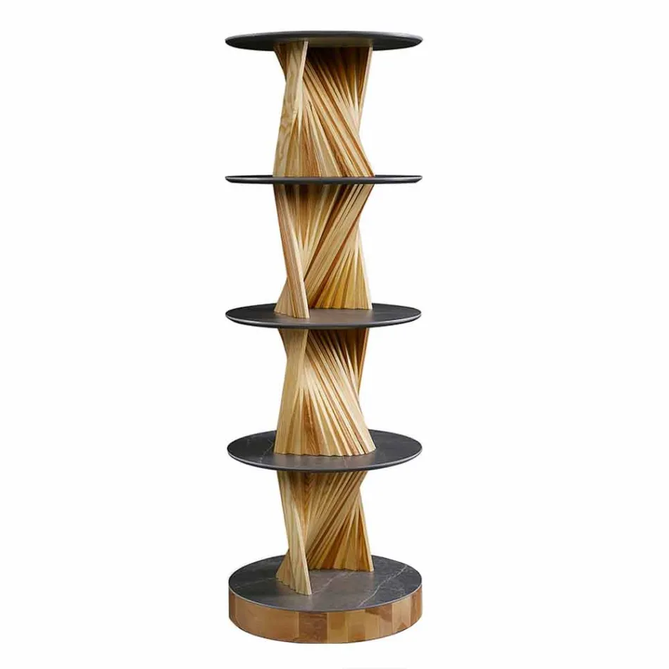 تصميم أثاث خشبي مع رفوف دائرية من جريس، صنع في إيطاليا - أسبيد Viadurini