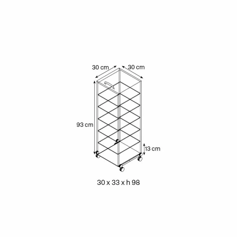 خزانة متعددة الأغراض بعجلات زجاجية شفافة مع 3 أو 6 أو 8 أو 10 أرفف - فيرساتيليو Viadurini