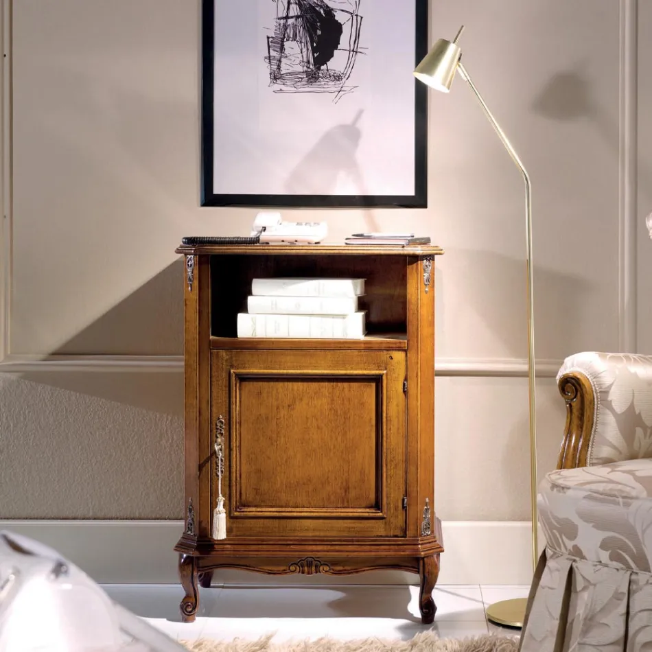 حامل هاتف خشبي كلاسيكي مع باب صنع في إيطاليا - ريتشارد Viadurini