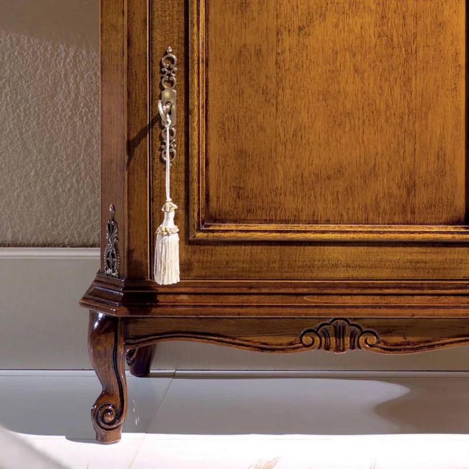 حامل هاتف خشبي كلاسيكي مع باب صنع في إيطاليا - ريتشارد Viadurini