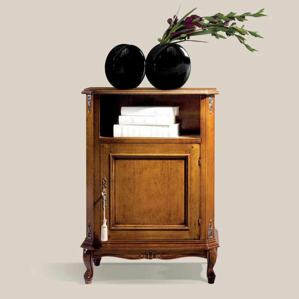 حامل هاتف خشبي كلاسيكي مع باب صنع في إيطاليا - ريتشارد Viadurini