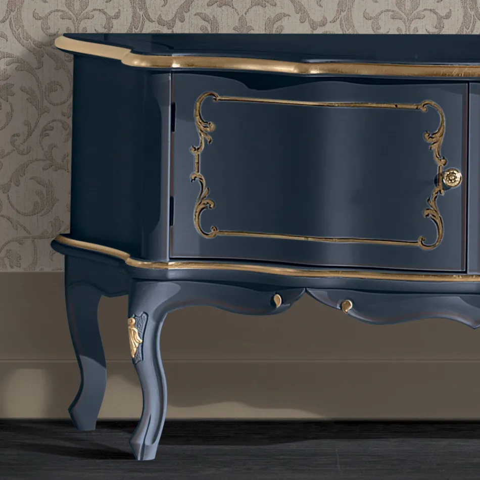 حامل تلفزيون خشبي كلاسيكي بأبواب وحجرات صنع في إيطاليا - ليونور Viadurini