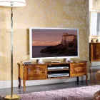 حامل تلفزيون خشبي كلاسيكي مع تطعيمات، صنع في إيطاليا - كاترين Viadurini