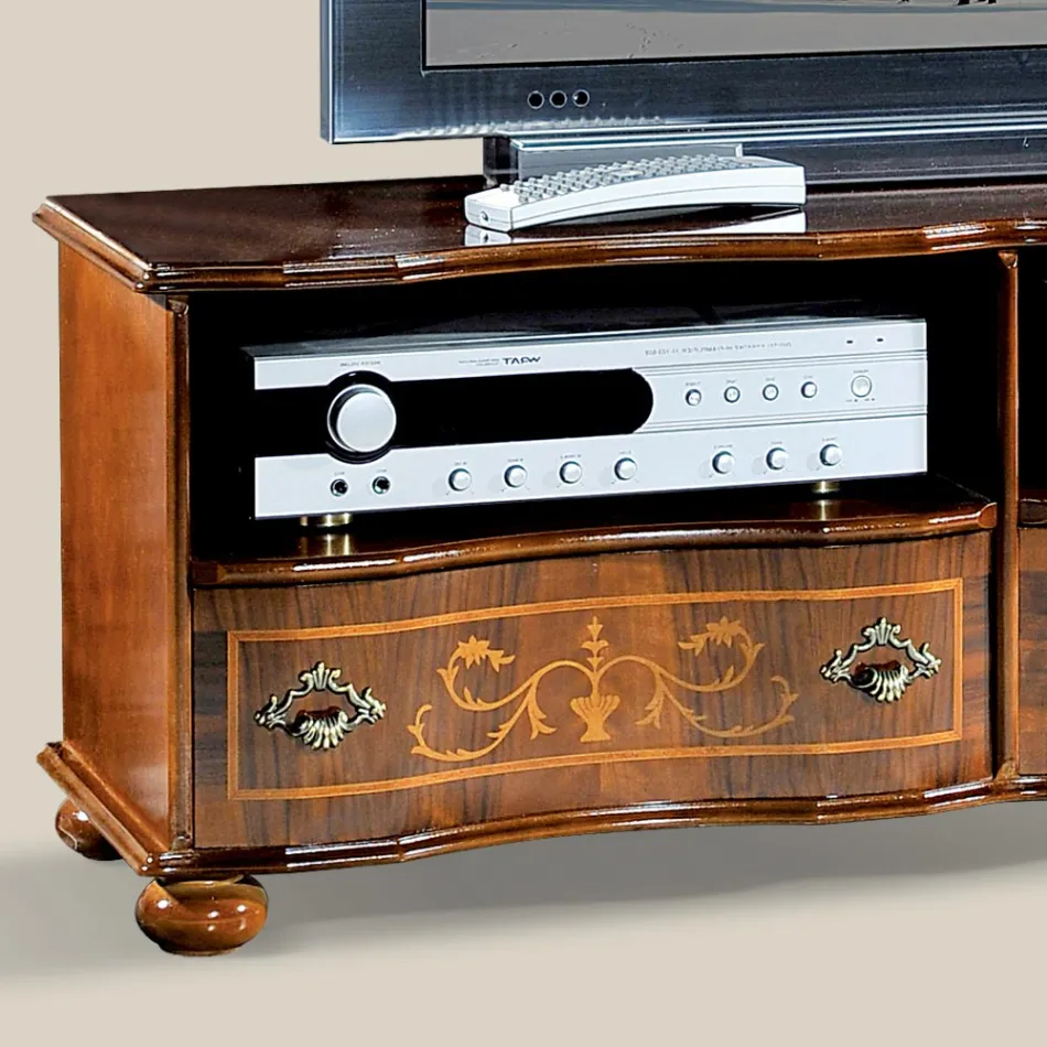 خزانة تلفزيون كلاسيكية من خشب الجوز الفاخر، صنع في إيطاليا - برينس Viadurini